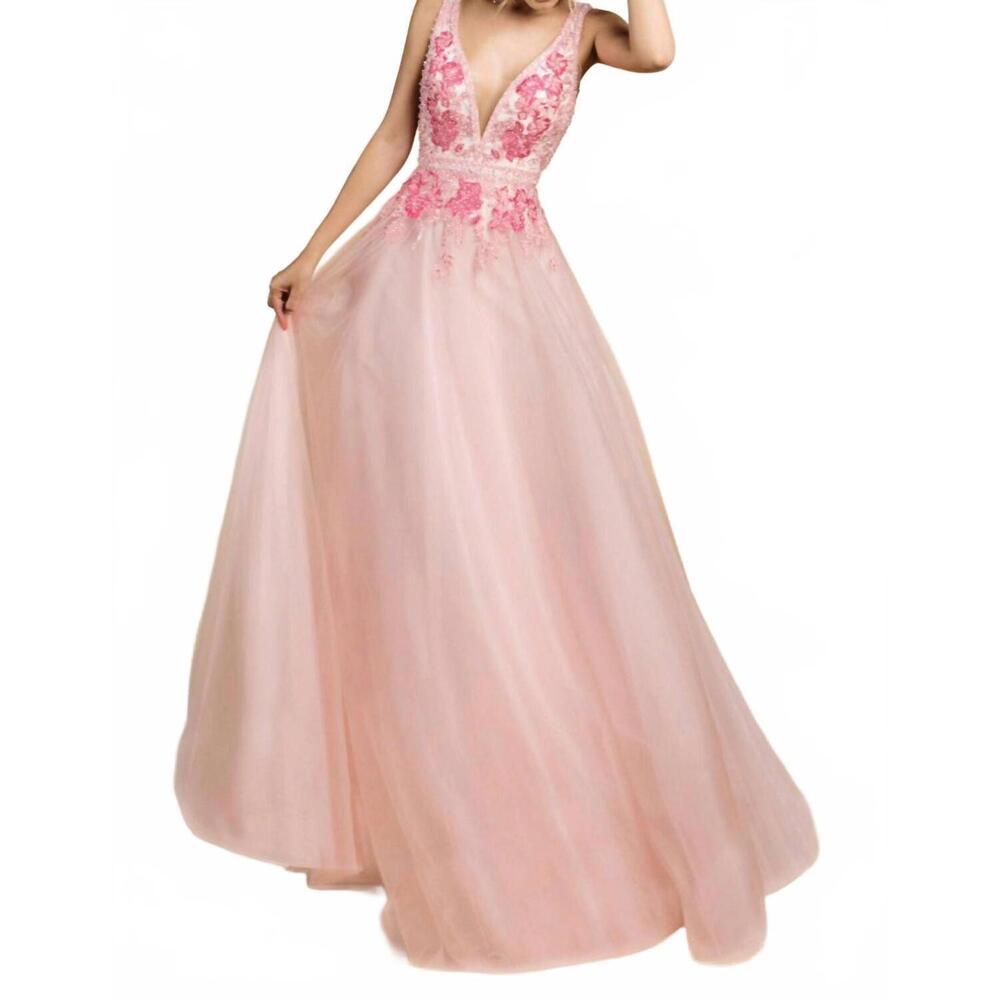 NEW ANDREA & LEO COUTURE peony tulle a-line gown in pink